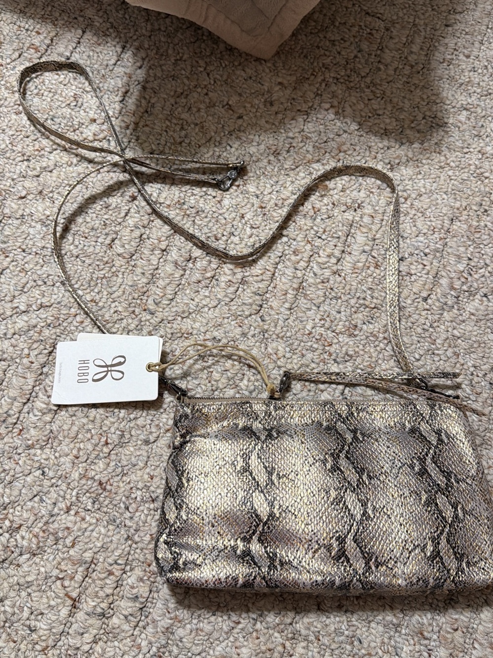 HOBO Metallic Snake-Print Crossbody in Gold and Black